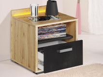 Chevet BIC 1 tiroir chêne artisan/gris soie