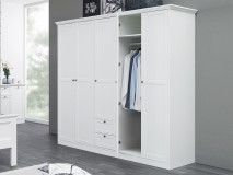 Armoire LANDO 5 portes 2 tiroirs blanc