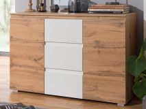 Commode IMANO 2 portes 3 tiroirs chêne doré/blanc