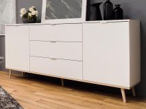 Buffet-bahut GUTENBERG 2 portes 3 tiroirs blanc/chêne sonoma