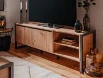 Meuble TV DENZEL 2 portes chêne artisan/anthracite