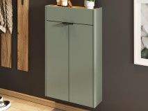 Meuble à chaussures AMEYA 2 portes 1 tiroir 56 cm vert/chêne navarra (vertical)