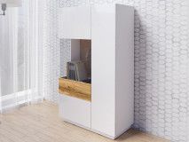 Commode SILAC 2 portes (gauche) blanc/chêne wotan