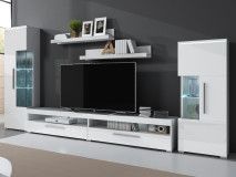 Mur tv-hifi INDIRA 01 4 portes blanc/blanc brillant