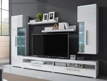 Mur tv-hifi INDIRA 02 4 portes blanc/blanc brillant