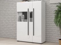 Buffet/bahut TULIO 2 portes blanc/blanc laqué avec led