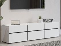 Meuble tv-hifi CROSSAIR 3 portes battantes 3 tiroirs blanc