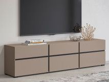 Meuble tv-hifi CROSSAIR 3 portes battantes 3 tiroirs taupe