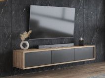 Meuble tv-hifi FRUNDA 3 portes battantes chêne/anthracite
