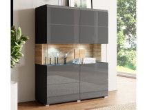 Vitrine TORERO 2 portes chêne grandson/anthracite avec led