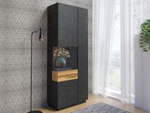 Vitrine SILAC 2 portes (gauche) matera/chêne wotan avec led