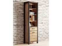 Colonne ATIK 1 porte 1 tiroir noir/chêne taurus avec led