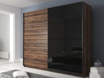 Armoire GALACTIC 2 portes 220 cm noir brillant/chêne monastère