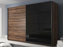 Armoire GALACTIC 2 portes 270 cm noir brillant/chêne monastère