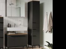 Colonne YONA 2 portes 1 tiroir chêne navarra/graphite