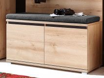 Banc à chaussures LIVINGSTONE 2 portes chêne noble avec coussin