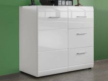 Buffet/bahut PITTA 1 porte 3 tiroirs blanc brillant
