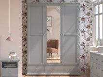 Armoire MARGARET 3 portes 3 tiroirs gris