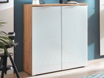 Armoire à chaussures TOLDO 2 portes chêne navarra/blanc brillant