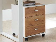 Caisson de bureau LISBONNE 3 tirois blanc/chêne navarra