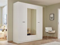 Armoire FLORILLA 4 portes 181 cm blanc avec miroir