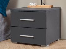Chevet IXANA 2 tiroirs gris métal