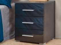 Chevet FLASH 3 tiroirs gris métal laqué