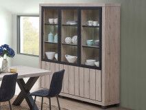 Vitrine ARCHIMEDE 6 portes chêne naturel/noir