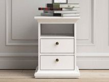 Chevet PARISA 2 tiroirs 1 niche ouverte gris blanc