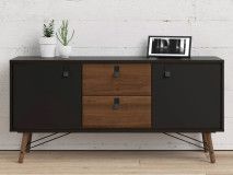 Buffet/bahut RYO 2 portes 2 tiroirs noyer/noir