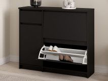 Meuble à chaussures NARIBA 3 portes 1 tiroir noir