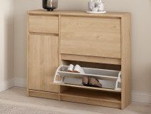 Meuble à chaussures NARIBA 3 portes 1 tiroir chêne jackson