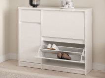 Meuble à chaussures NARIBA 3 portes 1 tiroir blanc