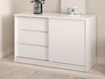 Commode NARIBA 1 porte 3 tiroirs blanc