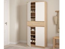 Armoire à chaussures NARIBA 4 portes chêne jackson/blanc