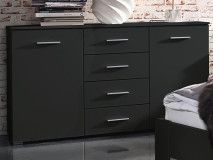 Commode FLASH 2 portes 4 tiroirs gris métallique