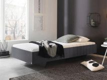 Lit IXANA 90x200 cm gris métal avec matelas
