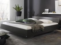 Lit IXANA 140x200 cm gris métal avec tête de lit