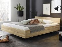 Lit IXANA 140x200 cm chêne sonoma avec tête de lit avec matelas avec sommier