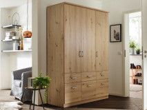 Armoire BREMA 3 portes 6 tiroirs chêne artisan