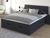 Lit FLASH 140x200 cm gris métallique avec tiroirs