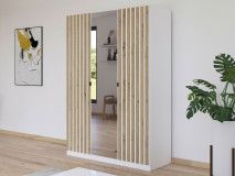 Armoire GENUMO 3 portes blanc avec miroir