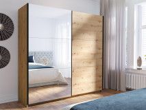 Armoire ARSENIC 2 portes 151 cm chêne artisan avec miroir