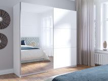 Armoire ARSENIC 2 portes 201 cm blanc avec miroir