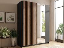 Armoire GONZOLA 2 portes coulissantes 150 cm noir/chêne artisan