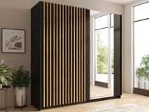 Armoire GONZOLA 2 portes coulissantes 200 cm noir/chêne artisan