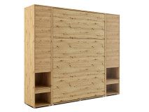 Lit mural escamotable CONCEPTION PRO 140x200 cm chêne artisan (vertical) avec armoires