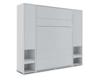 Lit mural escamotable CONCEPTION PRO 140x200 cm gris mat (vertical) avec armoires