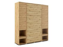 Lit mural escamotable CONCEPTION PRO 90x200 cm chêne artisan (vertical) avec armoires