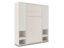 Lit mural escamotable CONCEPTION PRO 90x200 cm cachemire (vertical) avec armoires et matelas